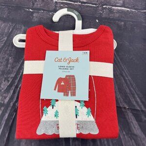 Cat & Jack 18 Month Unicorn Pajama Set 2-pc Set Red Plaid Sleepwear